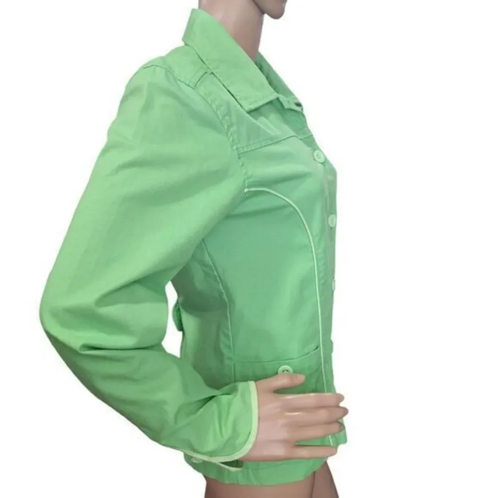 Pappagallo Jacket for Women, Green Color, Long Sleeves, Front Buttons and 2 Pock